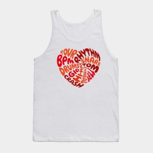 I love drums. Red heart. Tank Top